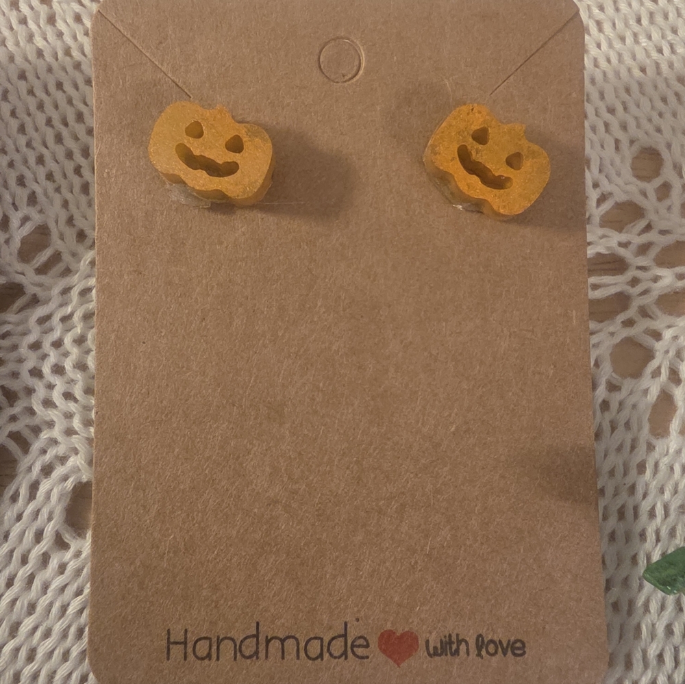 3/$15 Small Pumpkin Halloween Earrings, Stainless Steel Metal